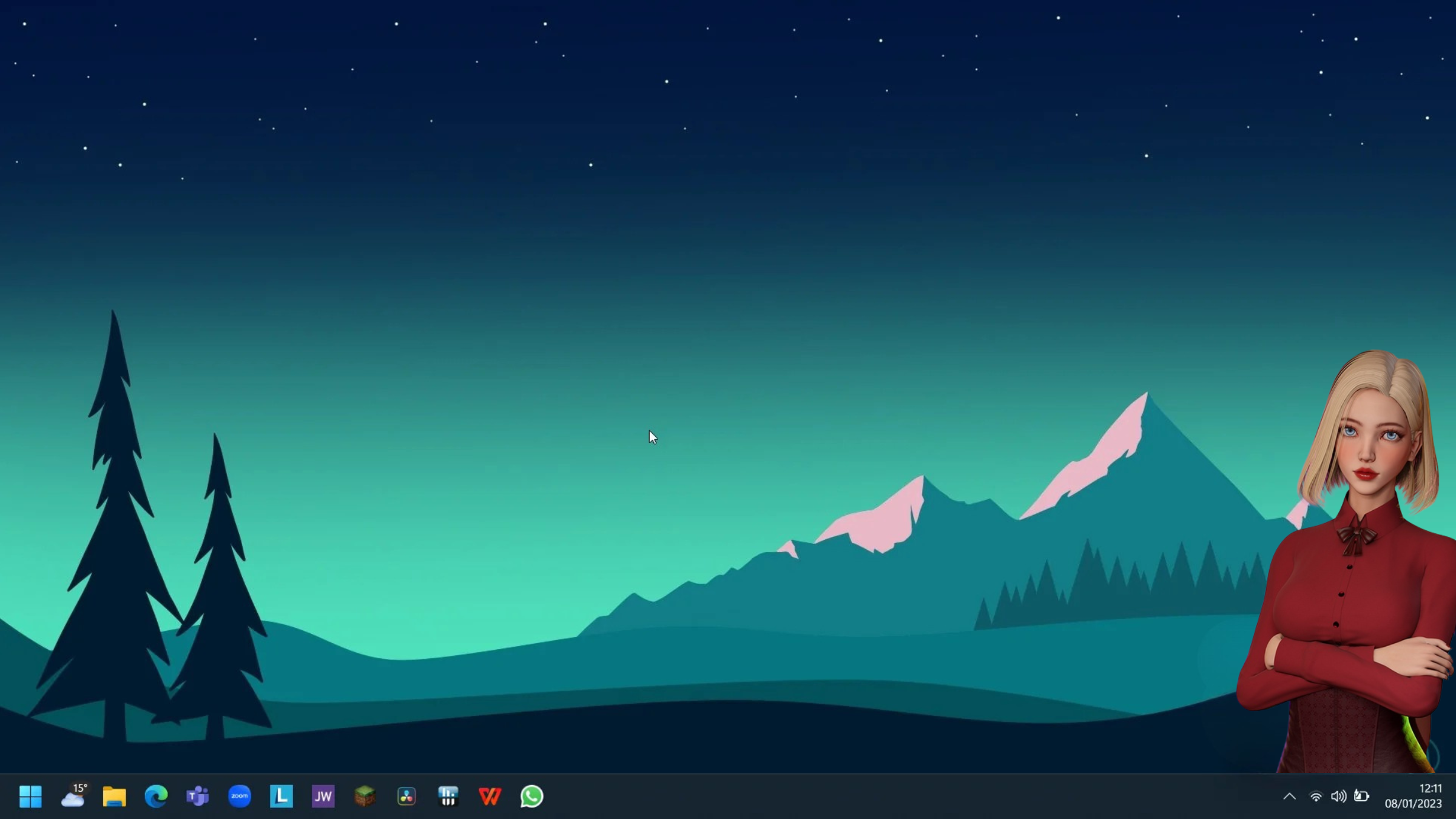 FUTURE : ONE virtual girl sitting on a Windows desktop in the corner